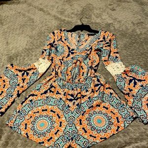 Colorful Summer bell sleeved My Michelle Romper